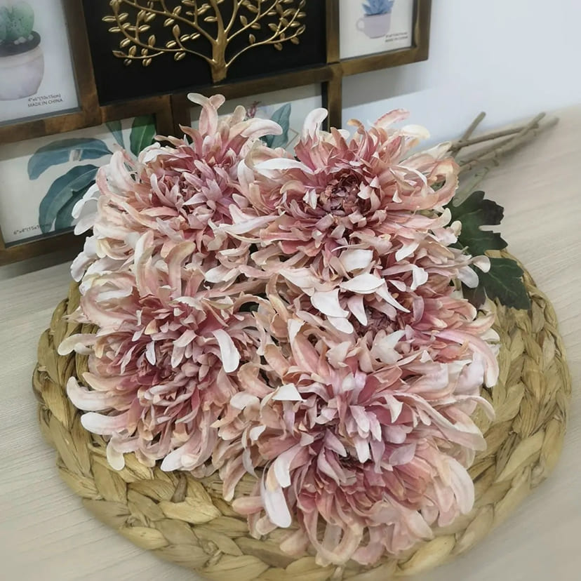 Искусственные цветы в Ульяновске | Цветок искусственный «Хризантема», персиково-розовая, одиночный