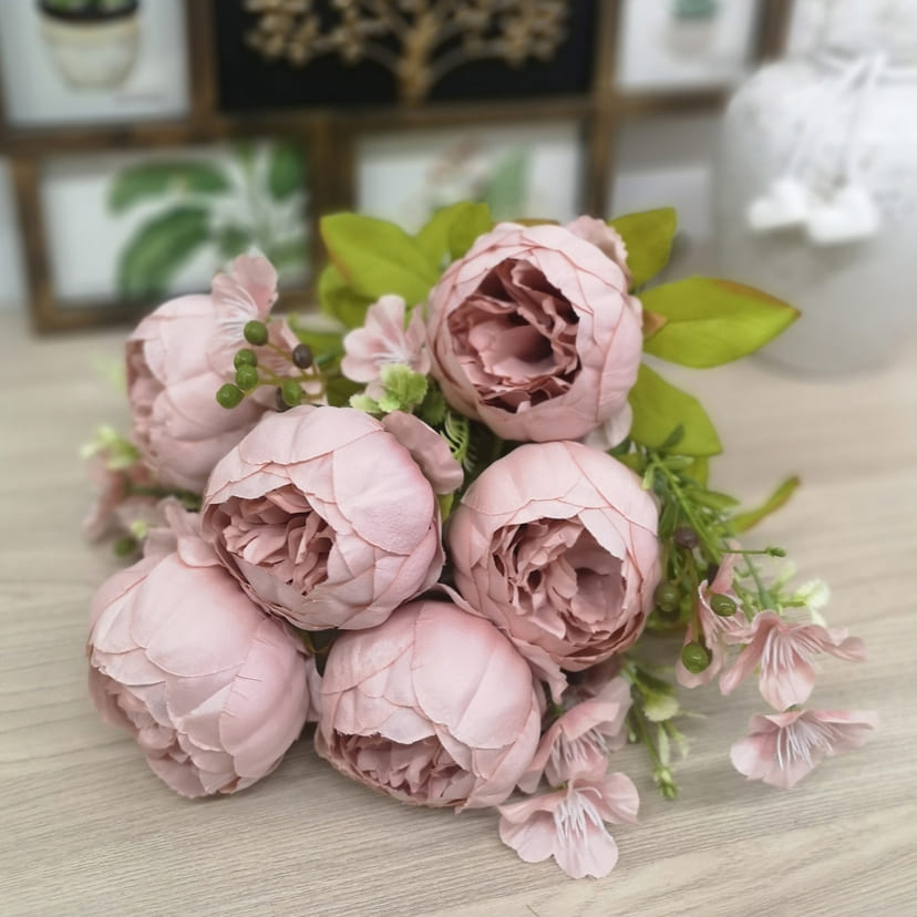 Искусственные цветы в Ульяновске | Цветы искусственные «Пионы», розовый, винтаж, букет