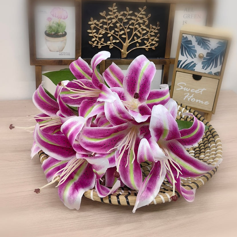 Искусственные цветы в Ульяновске | Цветы искусственные «Лилии крупные», розово-сиреневые, букет