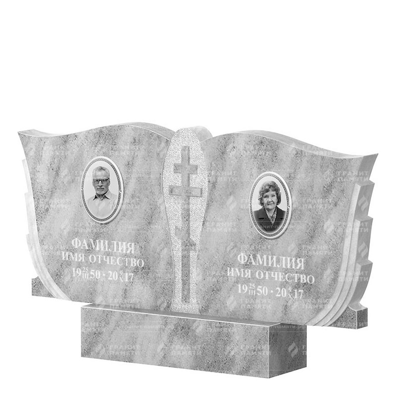 Памятники из мрамора в Ульяновске | Двойной мраморный памятник ФМ-136