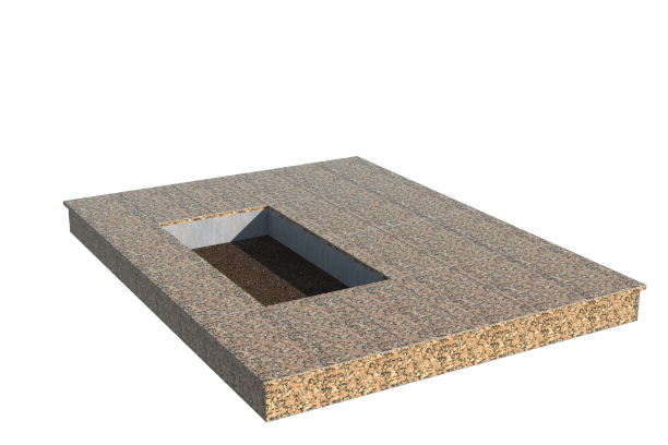 Площадки на могилу в Ульяновске | Площадка с вертикальной (15 см) облицовкой Южно-султаевским гранитом (под цветник)