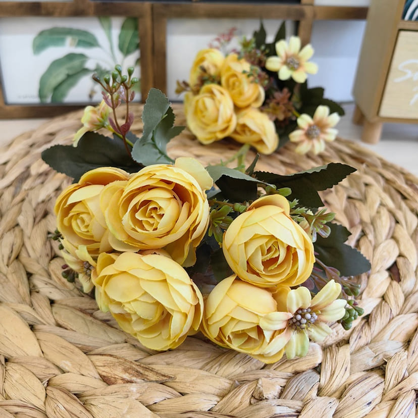 Искусственные цветы в Ульяновске | Цветы искусственные «Камелии с мелкоцветом», желтые, букет