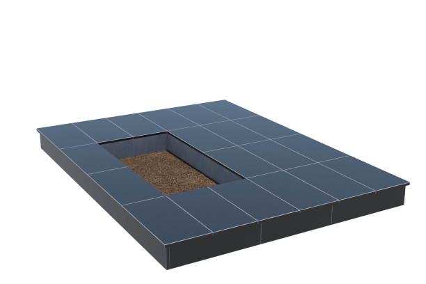 Площадки на могилу в Ульяновске | Площадка с вертикальной (15 см) облицовкой гранитом Габбро (под цветник)
