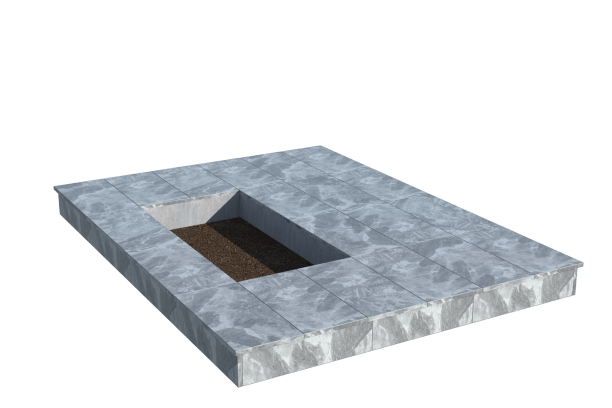 Площадки на могилу в Ульяновске | Площадка с вертикальной (15 см) мраморной облицовкой (под цветник)