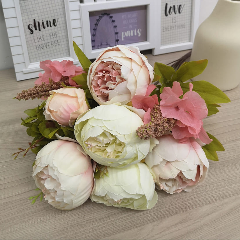 Искусственные цветы в Ульяновске | Цветы искусственные «Пионы», молочно-розовые, букет