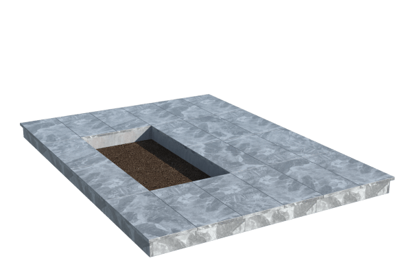 Площадки на могилу в Ульяновске | Площадка с вертикальной (10 см) мраморной облицовкой (под цветник)