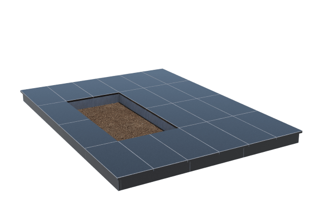 Площадки на могилу в Ульяновске | Площадка с вертикальной (10 см) облицовкой гранитом Габбро (под цветник)